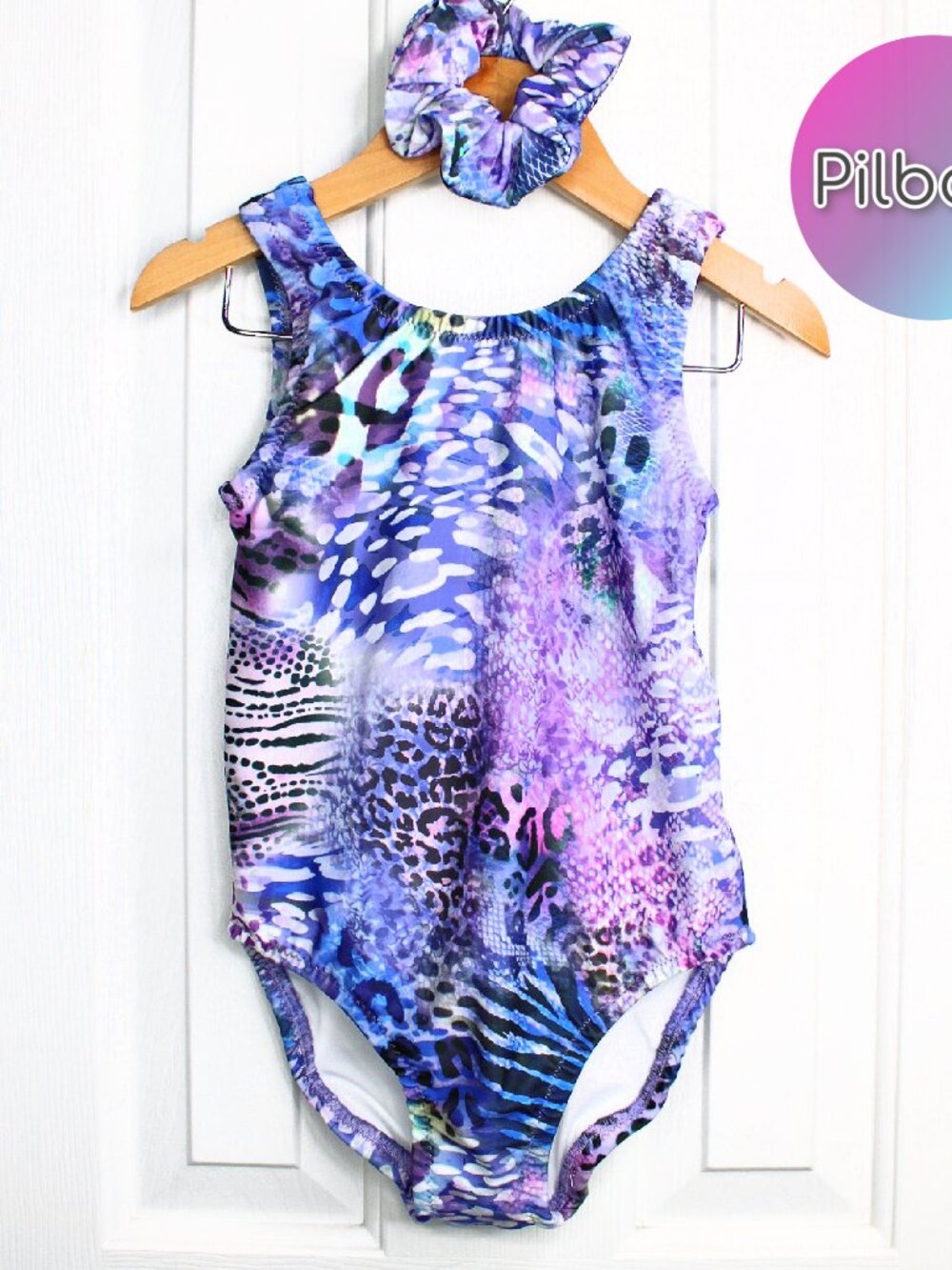 Girls Purple One Piece Animal Print Swimsuit